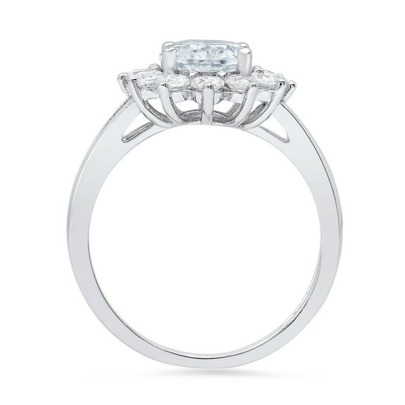 2.72 ct Oval Cut Natural Sky Blue Topaz Halo Engagement Ring for Women in 18K White Gold
