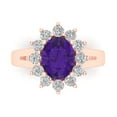 thumbnail image 1 of 2.72 ct Oval Cut Natural Amethyst with Simulated Diamond Halo Accents 18K Rose Gold Womens Engagement Ring, 1 of 5