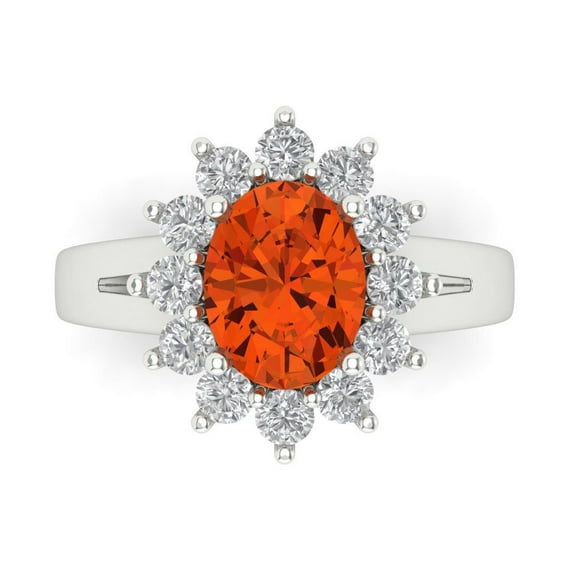 Clara Pucci 14K White Gold 2.72ct Red Halo Ring for Women