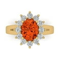 thumbnail image 1 of 2.72 ct Oval Cut Simulated Red Diamond Halo Engagement Ring for Women in 18K Yellow Gold, 1 of 5