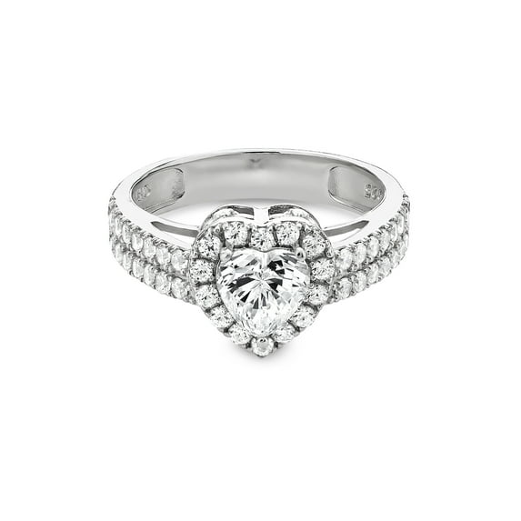 2.73 ct. Cubic Zirconia Heart Halo Ring in 2 Tone over Sterling Silver