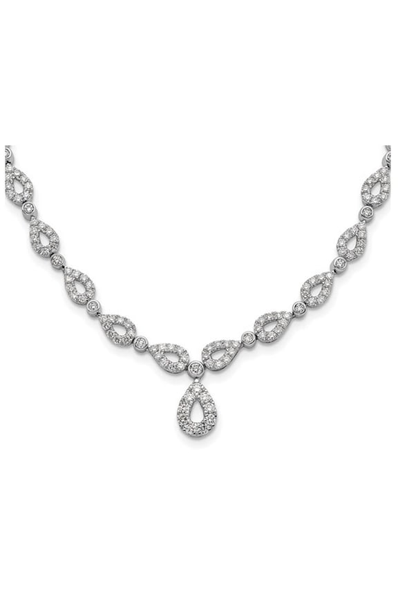 2.74 Carat (Ctw SI1-Si2, G-H) Lab-Grown Diamonds Teardrop Necklace 14K White Gold
