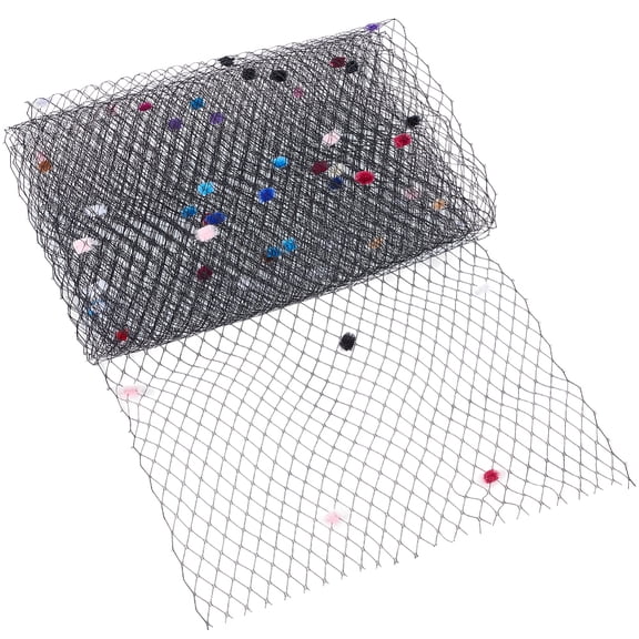 2.74Ms Veil Netting Fabric 29cm Wide Black Birdcage Bridal Flapper Fascinator Mesh Veil Rainbow Dotted Russian Millinery Rhombus Hair Net Decor