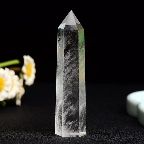 2.753.54" 6 Faceted Clear Quartz Crystal Tower Natural Healing Crystal Wand for Meditation Chakra Reiki Decor