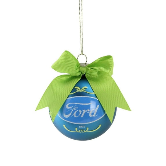 Northlight 2.75" Officially Licensed "Ford" Logo Glass Ball Christmas Ornament - Blue/Green