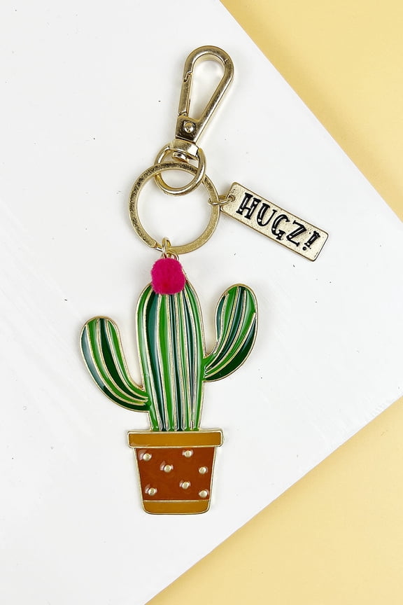 2.75" CACTUS WITH "HUGZ!" ENAMEL KEYCHAIN