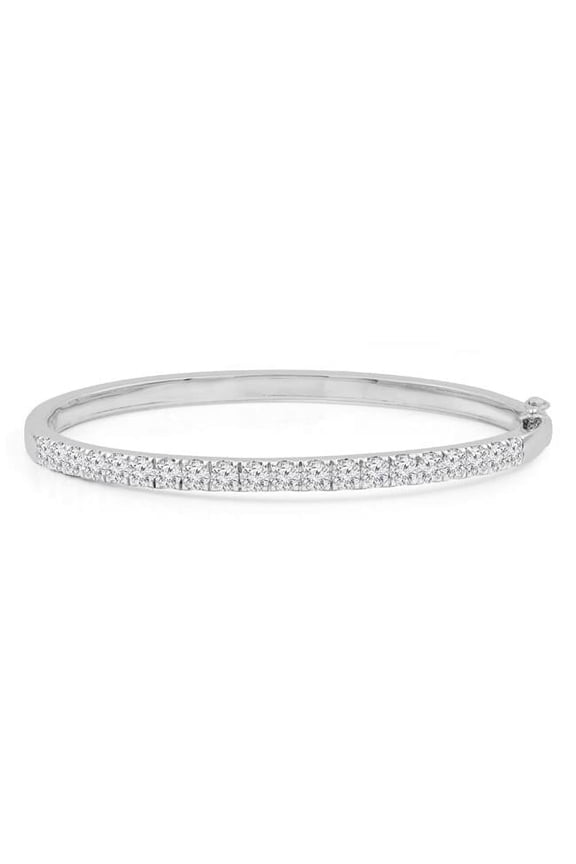 2.75 CTW Round Diamond Bangle Bracelet in 14K White Gold