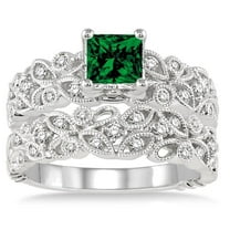 2.75 Carat 6mm Princess Cut Infinity Floral Antique Bridal Moissanite Diamond on 10k White Gold