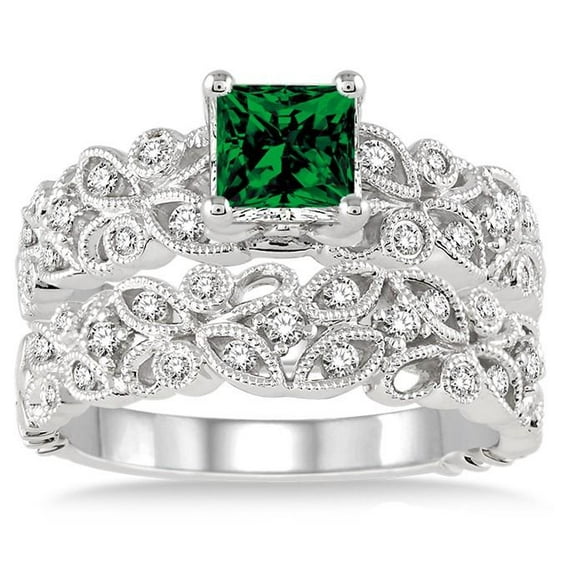 2.75 Carat 6mm Princess Cut Infinity Floral Antique Bridal Moissanite Diamond on 10k White Gold