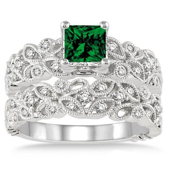 2.75 Carat 6mm Princess Cut Infinity Floral Antique Bridal Moissanite Diamond on 10k White Gold