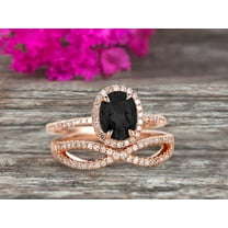 2.75 Carat 8x6mm Oval Cut Black Diamond Moissanite Engagement Ring Set On 10k Rose Gold Promise Ring Custom Made Glaring Jewelry Art Deco