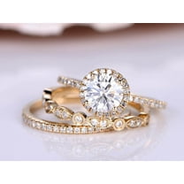 2.75 Carat Moissanite Diamond Bridal Trio Ring Set with 18k Gold Plating