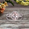 thumbnail image 1 of 2.75 Carat Morganite Engagement Ring On 10k White Gold Halo Design Bridal Ring Set 8x6mm Oval Cut Gemstone Thin Pave Stacking Band Split Shank Surprisingly, 1 of 5