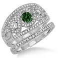 thumbnail image 1 of 2.75 Carat Round Cut Diamond Moissanite Trilogy Set Ring on 10k White Gold, 1 of 2