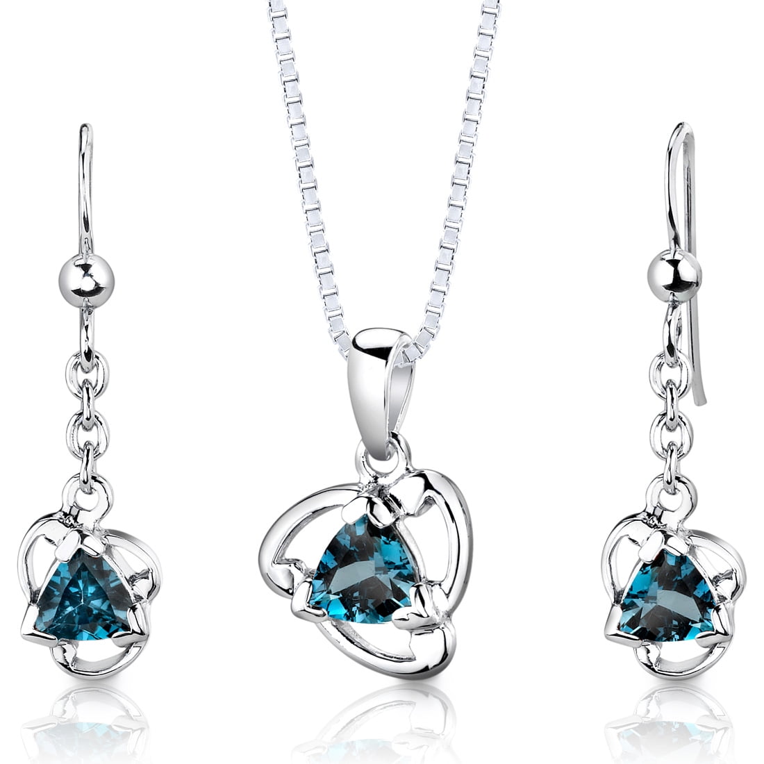 Topaz pendant necklace set sterling silver 2.75 carats deals