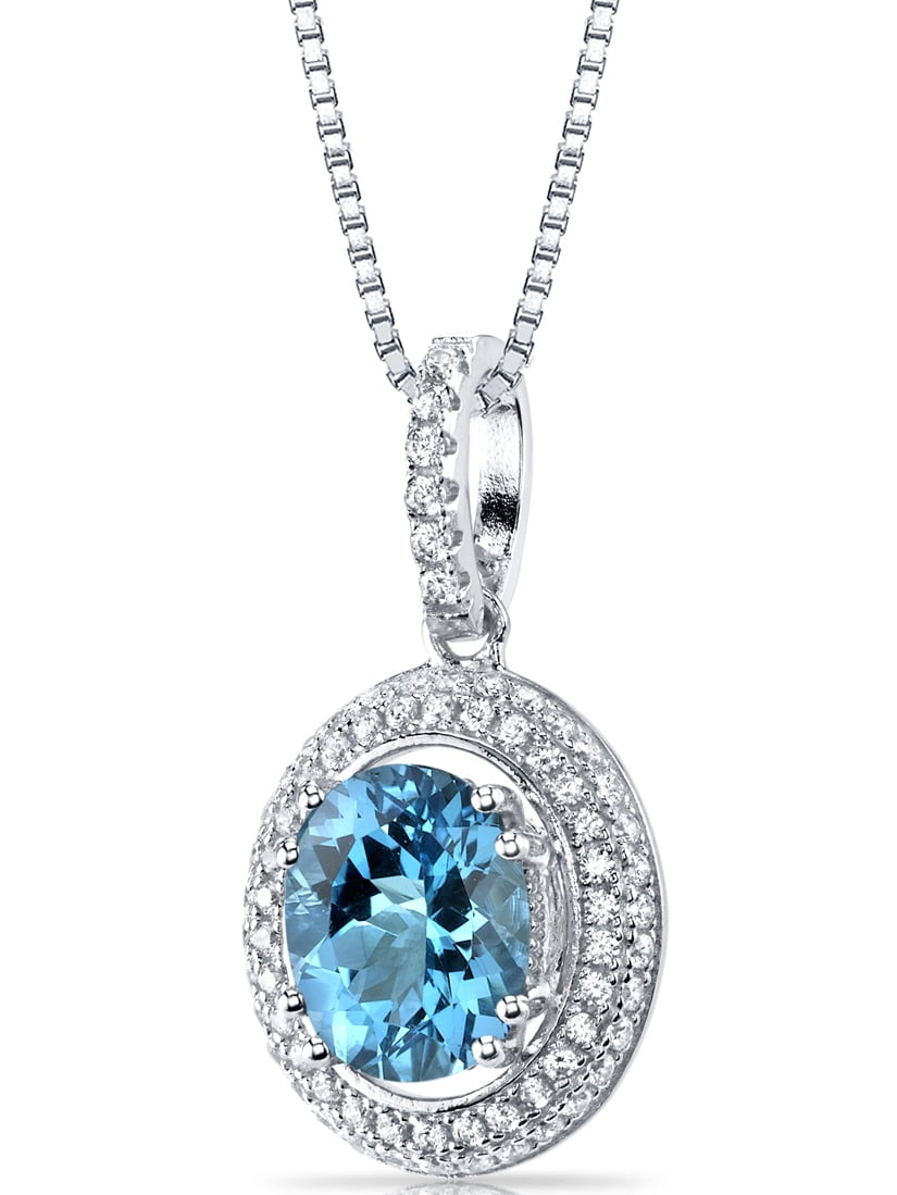 Topaz pendant necklace set sterling silver 2.75 carats deals
