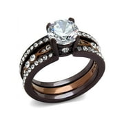 2.75 Ct Round Cut Cz Chocolate Stainless Steel Wedding Ring Set Women's Size 10