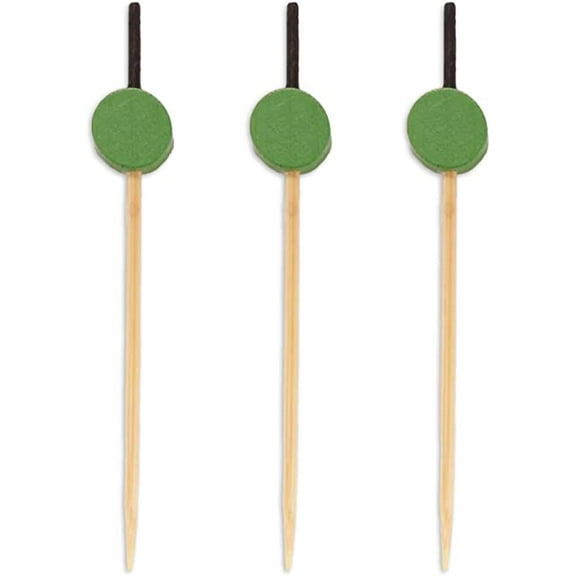 BambooMN 2.75" Decorative Green Circle Bamboo Appetizers and Hors d'oeuvres Skewer Picks - 1,000 Pieces