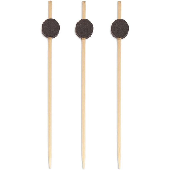 BambooMN 3.5" Decorative Black Circle Bamboo Appetizers and Hors d'oeuvres Skewer Picks - 300 Pieces
