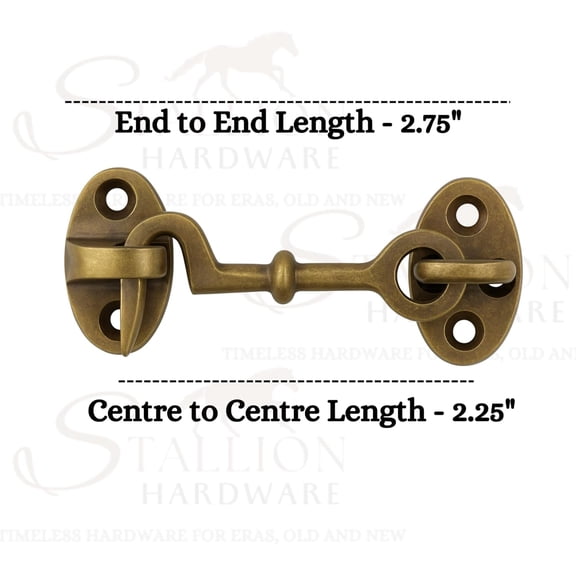 2.75 Inch Solid Brass Cabin Hook Latch Vintage Antique Finish Hook and Eye for Windows, Cabinets, Barn Doors, Small Shutters & DIY Projects Decorative Brass Hardware$$Tools & Hardware Other