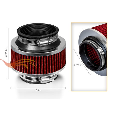 RED - 2.75" Inches 70 mm Universal Performance Cold Air Intake Kit Bypass Valve Air Filter