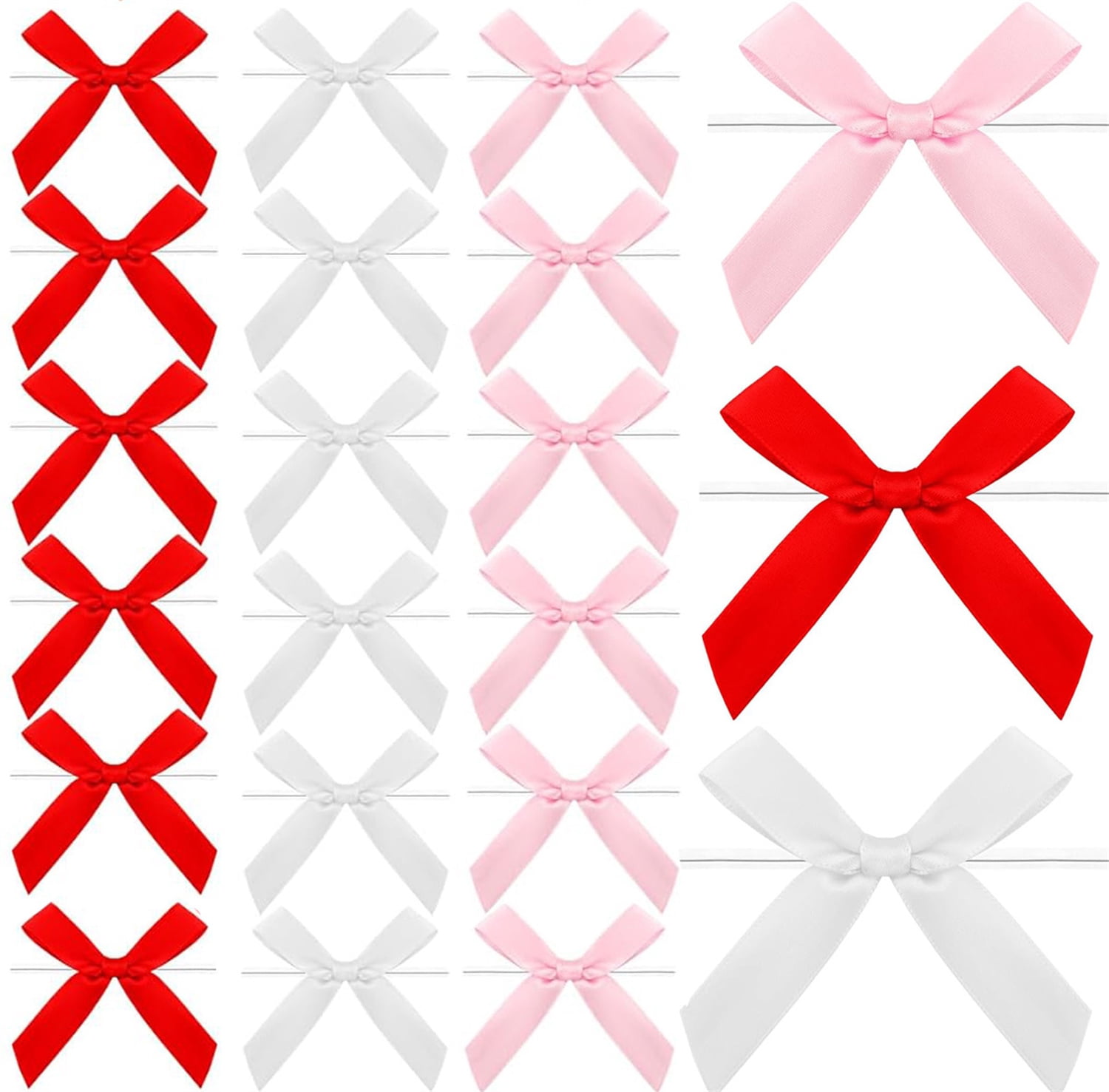 2.75" Pre-Tie Craft Bows,Happon 300 Pack Multicolor Twist Tie Bows,Mini Satin Ribbon Bows for Crafts,DIY Twist Ties Bows for Treat Bags Christmas Wedding Gift Wrapping