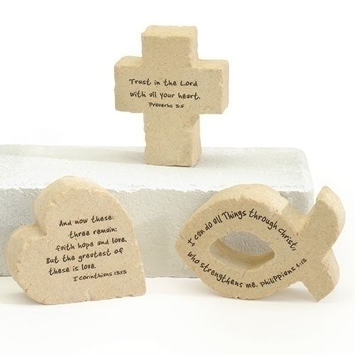 2.75" SYMBOL VERSE PLAQUES 3ASST FISH/HEART/CROSS