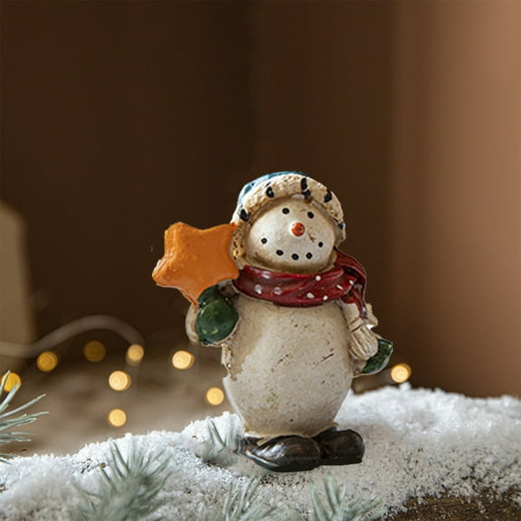 ​2.75" Shatterproof Snowman Ornament - Hand-Painted Resin Desktop Decor w/Red Berry Accents, Feather-Light for Tabletop Trees & Wreaths (Gift-Ready)​​ Multicolor