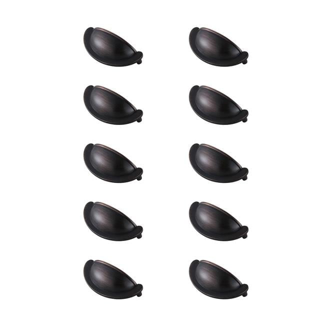 Oil-Rubbed Bronze Modern Cup Pulls with Mounting Hardware, Set of 10