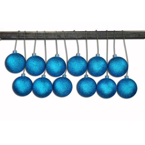 2.75 in. Glitter Ball Ornament with Wire, Aqua - Pack of 12