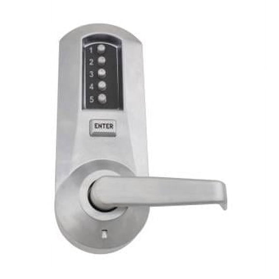 2.75 in. Mechanical Pushbutton Cylindrical Lock with Interior Combination Change, Backset, Best Prep & Winston Lever, Satin Chrome