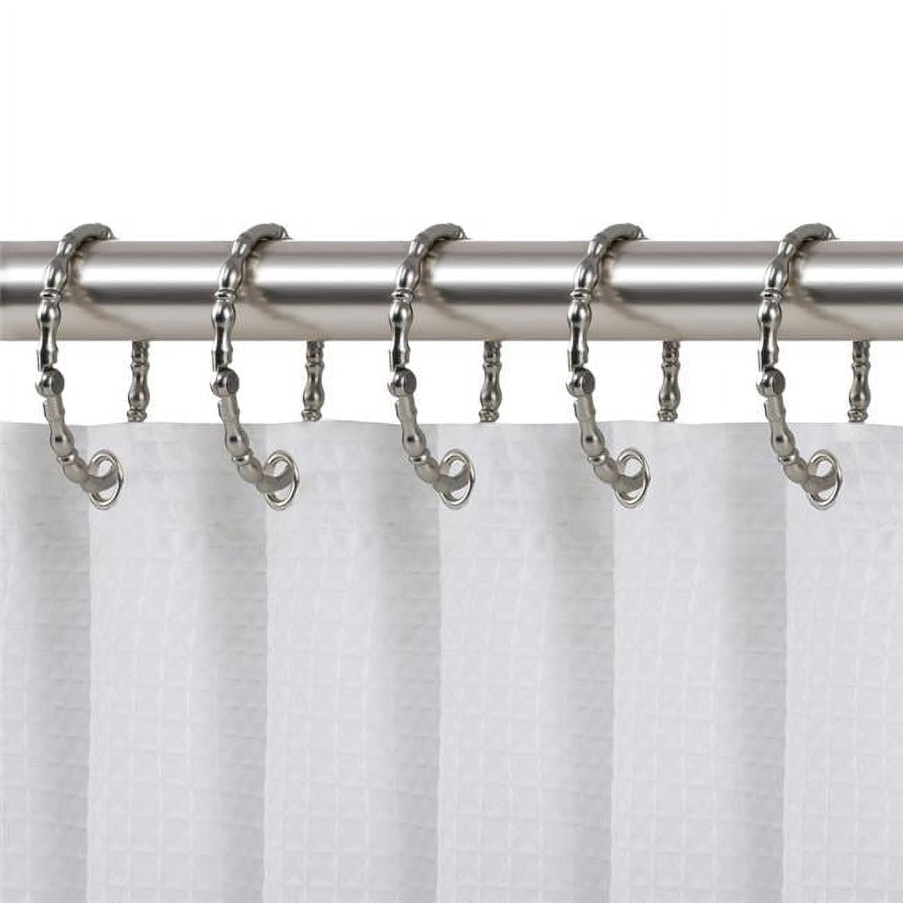 2.75 x 2.07 in. Oval Shape Rustproof Zinc Shower Curtain Hook Rings for Bathroom, Brushed Nickel - Set of 12