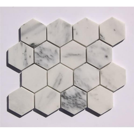 2.75 x 3.25 in. Stone Mosaic Wall Tile - White