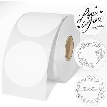 2" 750 Labels/Roll White Circle Round Direct Thermal Labels Multi Purpose Small Business DIY Name Tags Barcode Stickers for Zebra Rollo MUNBYN Thermal Printer 1 Roll