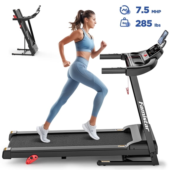 2.75HP Folding Treadmill with Incline, Running Treadmill with APP Control, 64+1+1+1 Preset Programs, 0.65-7.75MPH, Treadmills for Home