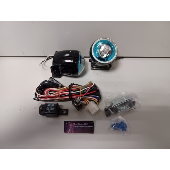 2.75in / 70mm Round Blue Bright Spot Fog Driving Projector Lights Lamps Kit
