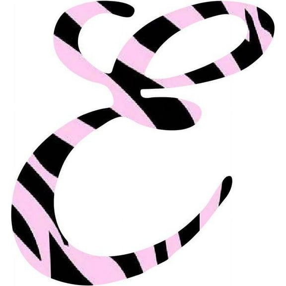 2.75in x 3in Zebra Print Cursive E Monogram Sticker Vinyl Vehicle Stickers