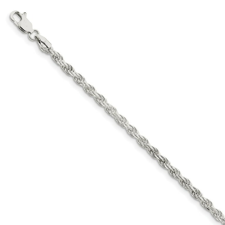 2.75mm Sterling Silver, Diamond Cut Rope Chain Necklace, 26 Inch