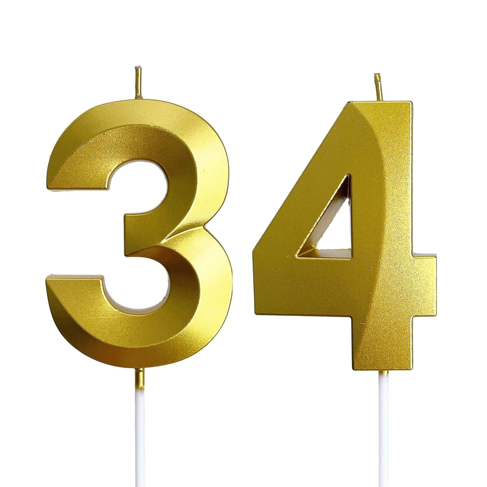 2.76" 34th 43rd Number Candles Birthday Gifts for Women Men Birthday