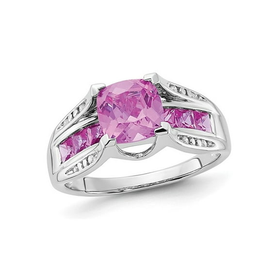 2.76 Carat (Ctw) Lab-Created Pink Sapphire Ring in Sterling Silver