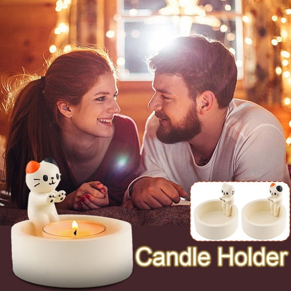 2.76" Cute Kitten Tealight Stand, Warming Paws Cat Aromatherapy Candle Holder