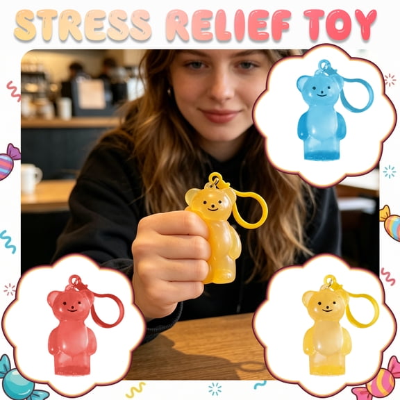 2.76-Inch Slow Rising Blue Bear Jelly Cube Stress Reliever, Kawaii Desk Decor, Sensory Fidgets, ADHD Autism Calming Tools, Fun Birthday Gift for Teens Adults