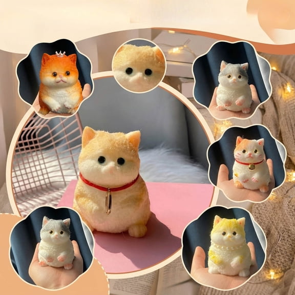 2.76-Inch White Cat Squishy, Anxiety Reliever, ASMR Stress Relief Ball, Fun Birthday Gift for Teens Adults, Cute Aesthetic Home Accessory, Super Soft Texture