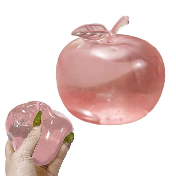 2.76in Cute Pink Ap-ple-Shaped Stress Balls,Cute Fruit Squi-shies, Soft Novelty Rebounding Sq-uishies Toys for Anxi-ety Relief,Portable Sensory Fidget StressBall