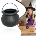 thumbnail image 1 of 2.76x2.09 inch Plastic Black Cauldron Kettle Halloween Candy Bowl,St. Patrick's Pot of Gold Decor,Large Witch Cauldron Pot Bucket for Halloween Decorations Trick or Treat Party Supplies (Z1-Black), 1 of 2