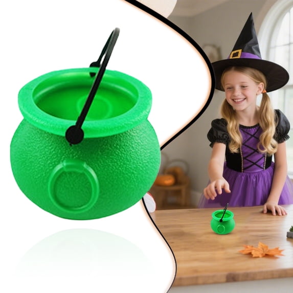 2.76x2.09 inch Plastic Cauldron Kettle Halloween Candy Bowl,St. Patrick's Pot of Gold Decor,Large Witch Cauldron Pot Bucket for Halloween Decorations Trick or Treat Party Supplies