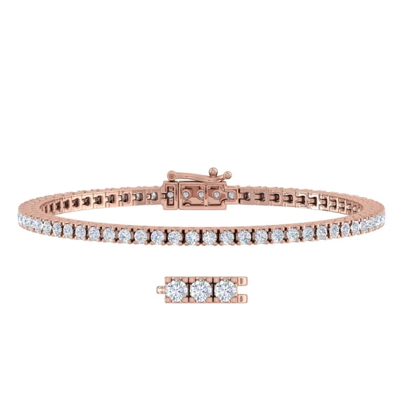 2.77 Carat Diamond Tennis Bracelet in 10K Rose Gold (7 Inch)
