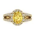 thumbnail image 1 of Halo Engagement Ring for Women - 2.6ct Natural Citrine in 18K Yellow Gold Promise Ring, 1 of 6