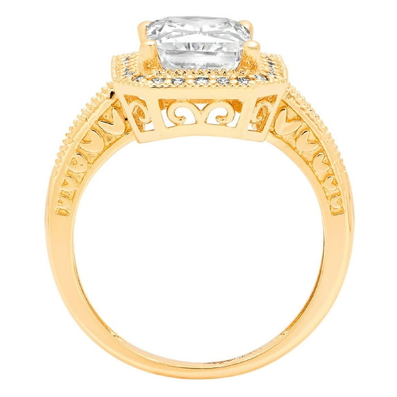 2.78 ct Emerald Cut Moissanite Halo Engagement Ring for Women in 14K Yellow Gold
