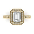 thumbnail image 1 of 2.78 ct Emerald Cut Moissanite Halo Engagement Ring for Women in 18K Yellow Gold, 1 of 5